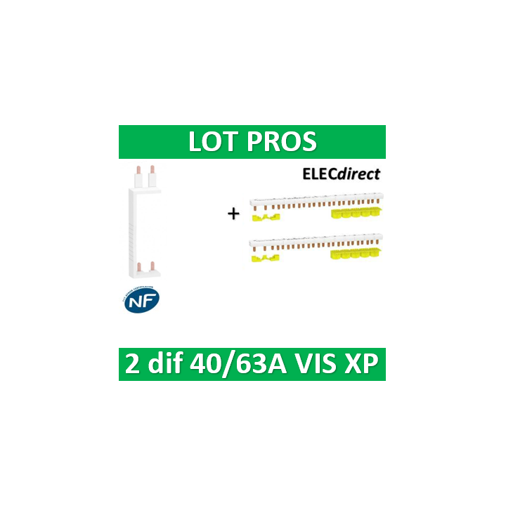 Schneider - LOT XP RESI9- 80A - Dif. 25/40/63A à Dif. 25/40/63A + peignes Phase+Neutre - R9PXV+R9PXH213x2