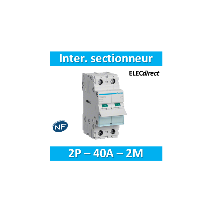 Hager - Interrupteur sectionneur 2P - 40A - 2M - SBN240