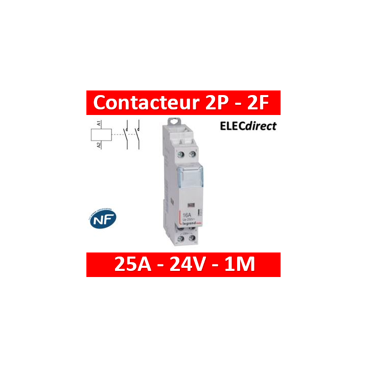 Legrand - Contacteur  bobine 24V~ 2P - 250V~ 25A - 2F - 412505