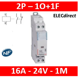 Legrand - Contacteur bobine 24V~ 2P - 250V 16A - O+F - 412503