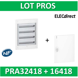 Schneider - Coffret électrique PRAGMA - encastré - 4R de 18M + porte opaque - PRA32418+PRA16418