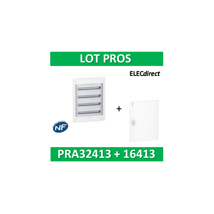 Schneider - Coffret électrique PRAGMA - encastré - 4R de 13M + porte opaque - PRA32413+PRA16413