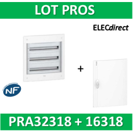 Schneider - Coffret électrique PRAGMA - encastré - 3R de 18M + porte opaque - RA32318+PRA16318