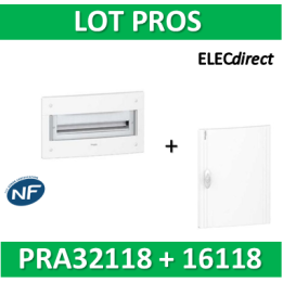 Schneider - Coffret électrique PRAGMA - encastré - 1R de 18M + porte opaque - PRA32118+PRA16118