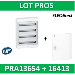 Schneider - Coffret électrique PRAGMA 52 modules - 4R de 13M + porte opaque - PRA13654+PRA16413