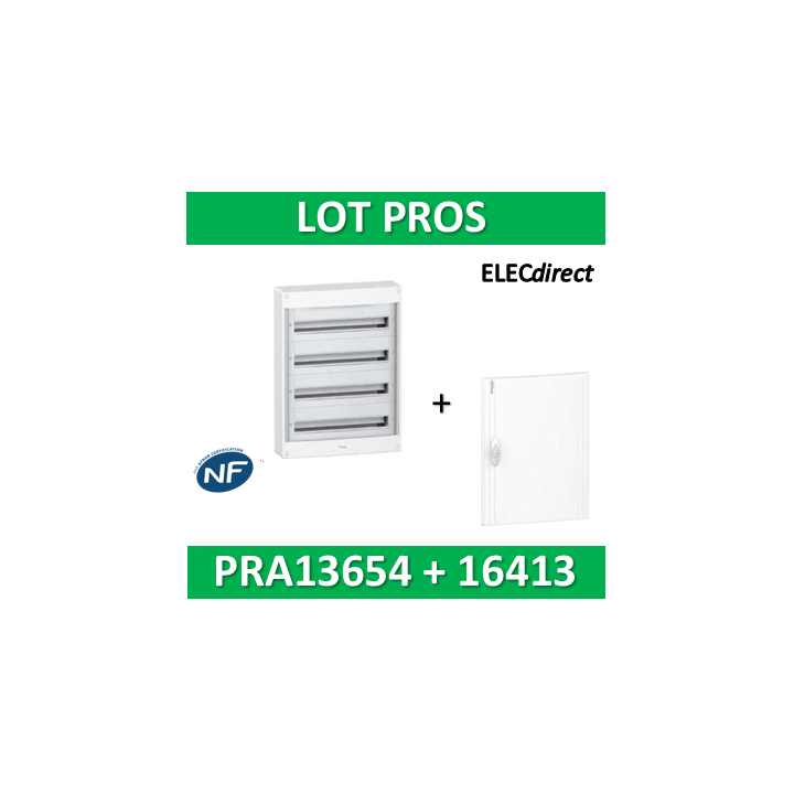 Schneider - Coffret électrique PRAGMA 52 modules - 4R de 13M + porte opaque - PRA13654+PRA16413