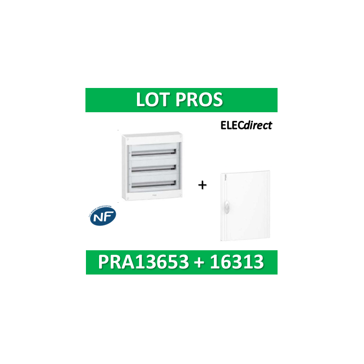 Schneider - Coffret électrique PRAGMA 39 modules - 3R de 13M + porte opaque - PRA13653+PRA16313