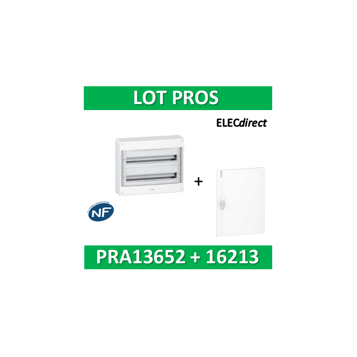 Schneider - Coffret électrique PRAGMA 26 modules - 2R de 13M + porte opaque - PRA13652+PRA16213