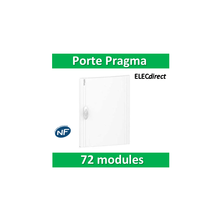Schneider - Porte opaque blanche coffret PRAGMA IP40/IK09 - 3 rangées 24 modules - PRA16324