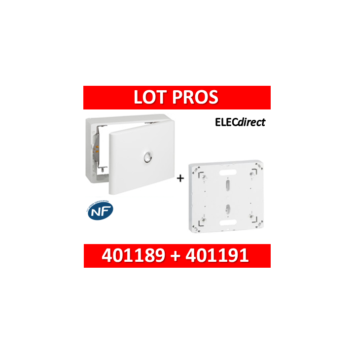 Legrand - LOT - Platine pour Disjoncteur branchement Seul - DRIVIA 18M + habillage + porte - 401191+401189