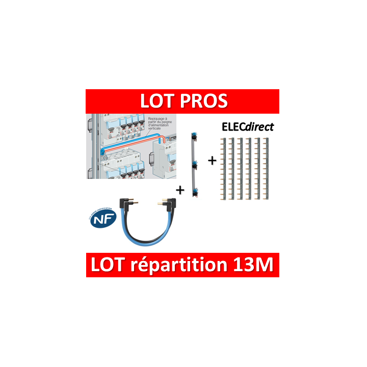 Legrand - Répartition verticale VX3 Drivia 3R + peigne 13M + Jeu de cordon VIS - 405001+404926x6+404903
