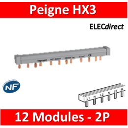 Legrand - Peigne d'alimentation HX³ - 2P / 3 phases - bornes à vis - - 12 mod - 404940