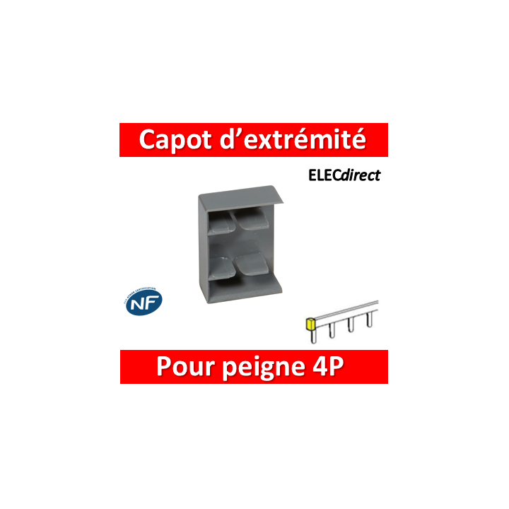 Legrand - Capot d'extrémités pour peigne HX³ tétrapolaire/bipolaire équilibré sur 3 phases - 404991