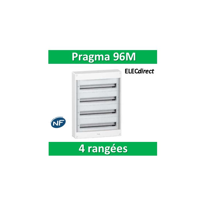 Schneider - Coffret électrique PRAGMA 96 modules - 4 rangées de 24M - PRA10268W