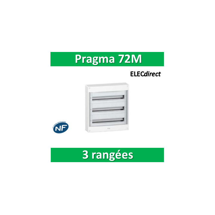 Schneider - Coffret électrique PRAGMA 72 modules - 3 rangées de 24M - PRA10267W