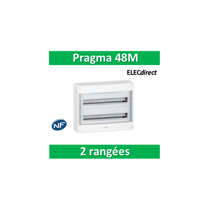 Schneider - Coffret électrique PRAGMA 48 modules - 2 rangées de 24M - PRA10266W