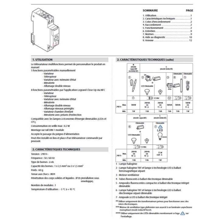 Legrand - Télévariateur modulaire compatible LEDs - Réf : 002671