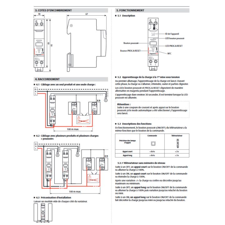 Legrand - Télévariateur modulaire compatible LEDs - Réf : 002671