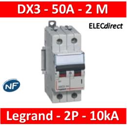 Legrand - Disjoncteur bipolaire DX3 50A - 10kA - courbe C - 407789
