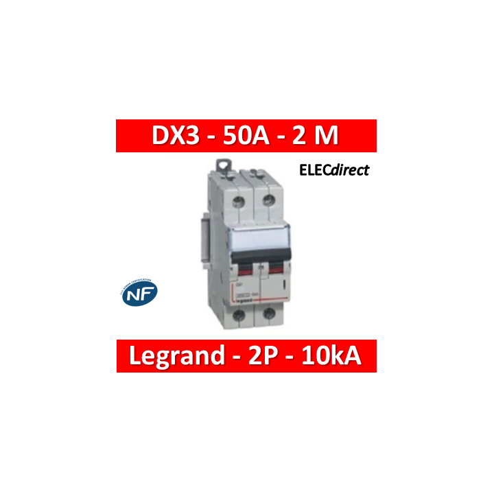Legrand - Disjoncteur bipolaire DX3 50A - 10kA - courbe C - 407789