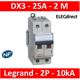 Legrand - Disjoncteur bipolaire DX3 25A - 10kA - courbe C - 407786