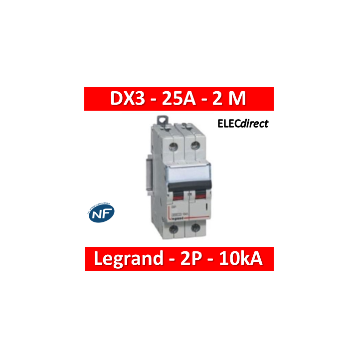 Legrand - Disjoncteur bipolaire DX3 25A - 10kA - courbe C - 407786