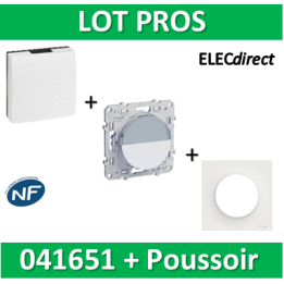 Schneider Odace - Blanc Poussoir Porte Etiquette + Carillon Legrand - S520266+S520702+041651