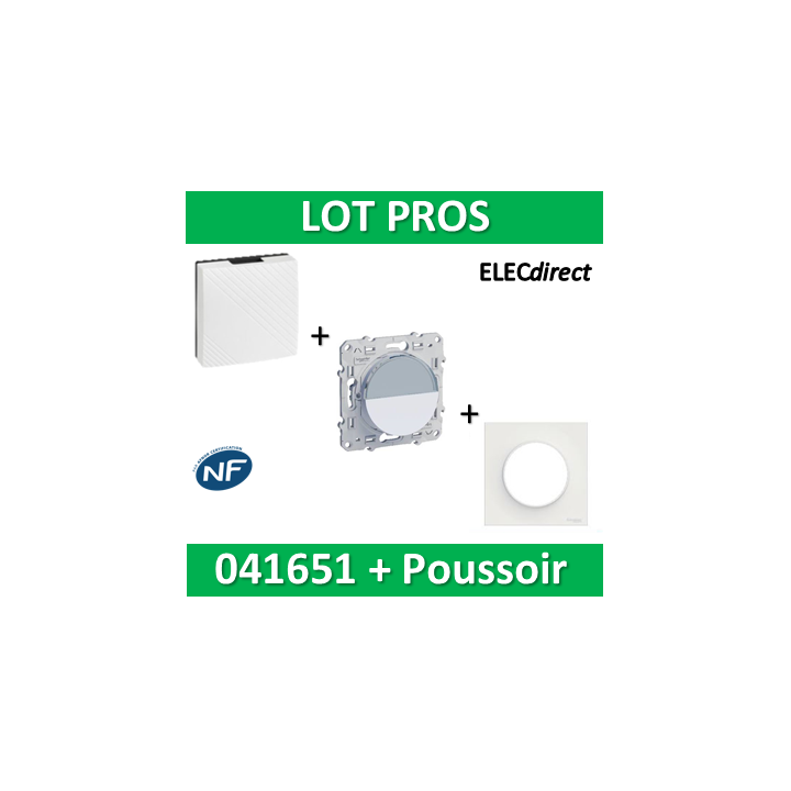 Schneider Odace - Blanc Poussoir Porte Etiquette + Carillon Legrand - S520266+S520702+041651