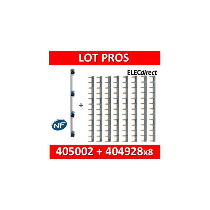 Legrand - Répartition verticale VX 3 optimisée Drivia 4R + peigne d'alimentation 18M - 405002 + 404928x8