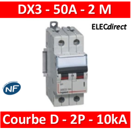 Legrand - Disjoncteur bipolaire DX3  50A - 10kA - courbe D - 408020
