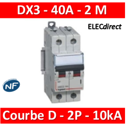 Legrand - Disjoncteur bipolaire DX3  40A - 10kA - courbe D - 408019
