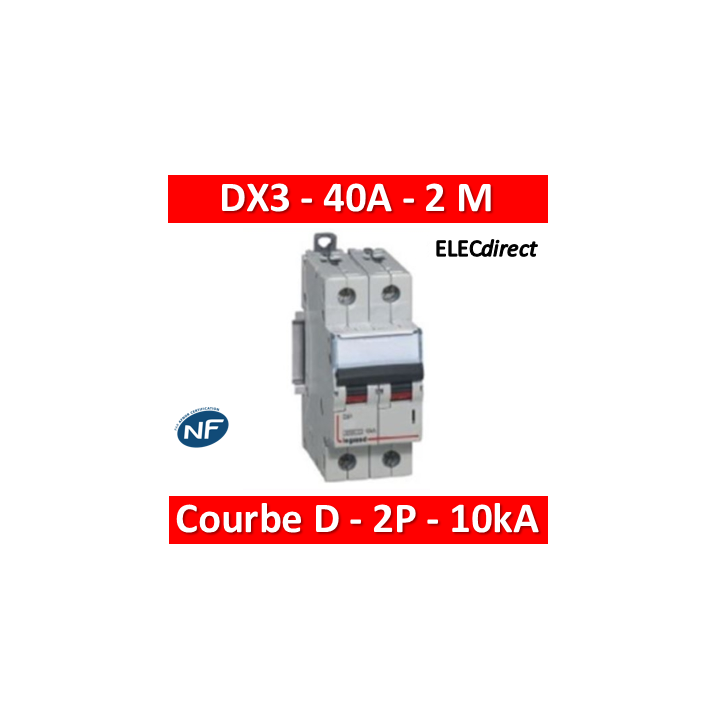 Legrand - Disjoncteur bipolaire DX3  40A - 10kA - courbe D - 408019