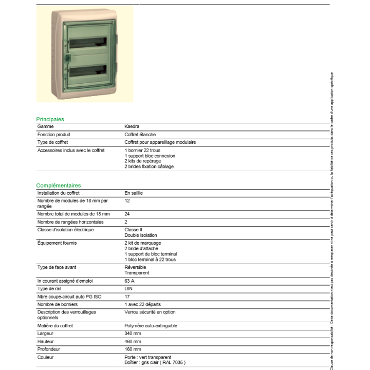 Schneider - Coffret Kaedra 2 rangées 24M - IP65/IK09 - 13964