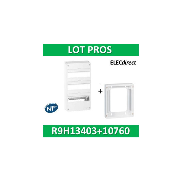 Schneider - LOT  - Coffret électrique RESI9 39 modules - 3R de 13M + rehausse - R9H13403+R9H10760