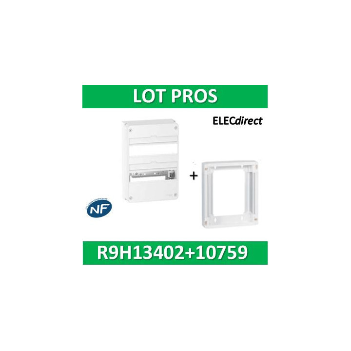 Schneider - LOT - Coffret électrique RESI9 26 modules - 2 rangées de 13M + rehausse - R9H13402+R9H10759