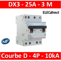 Legrand - Disjoncteur 4P DX3 25A - 10kA - courbe D - 408128