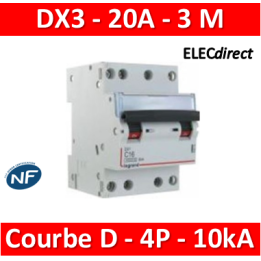 Legrand - Disjoncteur 4P DX3 20A - 10kA - courbe D - 408127