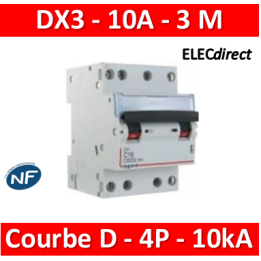 Legrand - Disjoncteur 4P DX3 10A - 10kA - courbe D - 408125