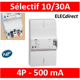Legrand - Disjoncteur de branchement ERDF - 4P 10/30A 500 MA Sélectif - Réf.: 401012