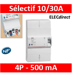 Legrand - Disjoncteur de branchement ERDF - 4P 10/30A 500 MA Sélectif - Réf : 401012