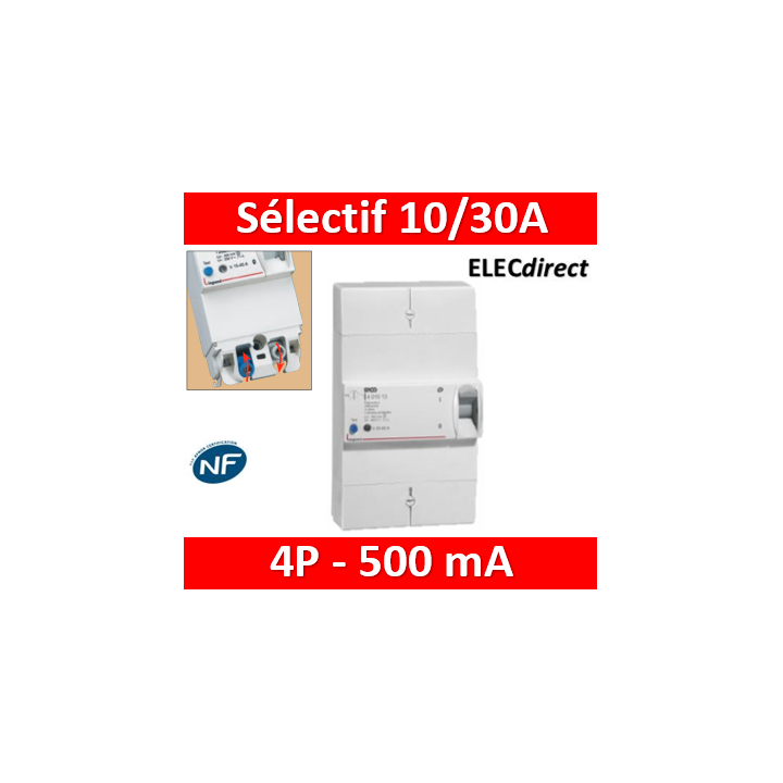 Legrand - Disjoncteur de branchement ERDF - 4P 10/30A 500 MA Sélectif - Réf.: 401012