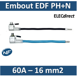 Klauke - Embout de raccordement EDF Phase+Neutre - 60A - 16mm2 - EBCPAU35M16N + EBCPAU35M16B