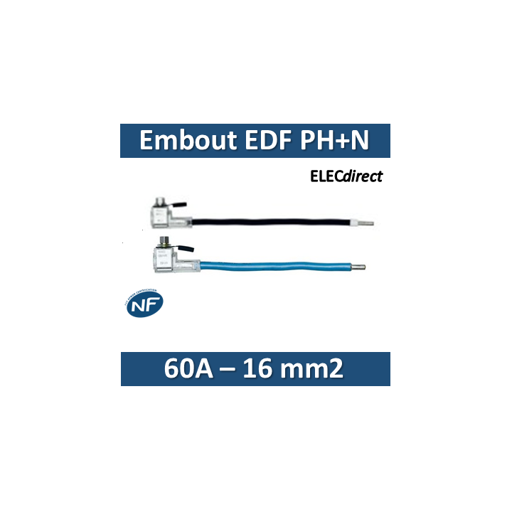 Klauke - Embout de raccordement EDF Phase+Neutre - 60A - 16mm2 - EBCPAU35M16N + EBCPAU35M16B