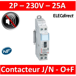 Legrand - Contacteur domestique silencieux - 25A bipolaire - O+F - 412500