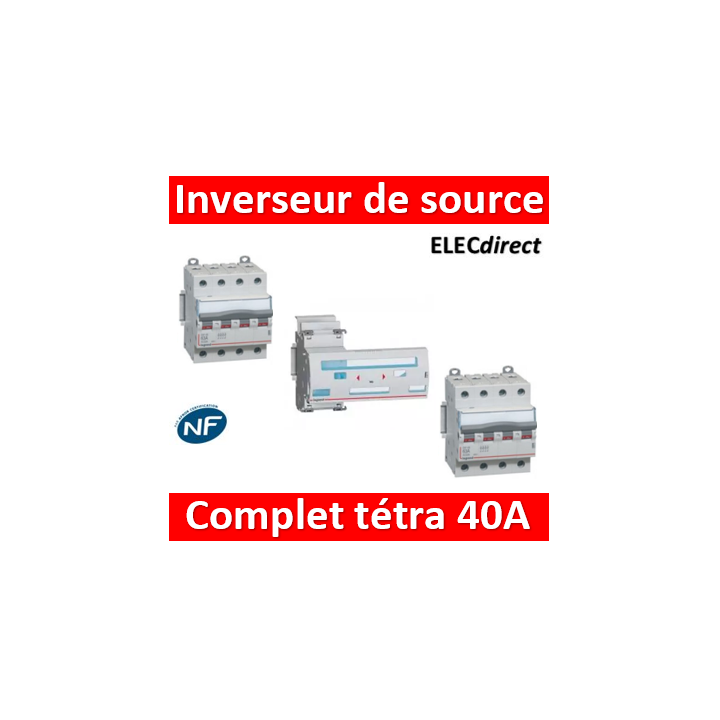 Legrand - Inverseur de sources manuel tetra 4P 40A complet - 406316+406480x2