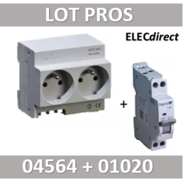 DIGITAL ELECTIRC - LOT - 2xPC 2P+T Modulaire précâblé DIGITAL + disjoncteur 20A - 04564+01020