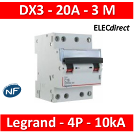Legrand - Disjoncteur 4P DX3 20A - 10kA - courbe C - 407908
