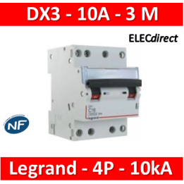 Legrand - Disjoncteur 4P DX3 10A - 10kA - courbe C - 407906