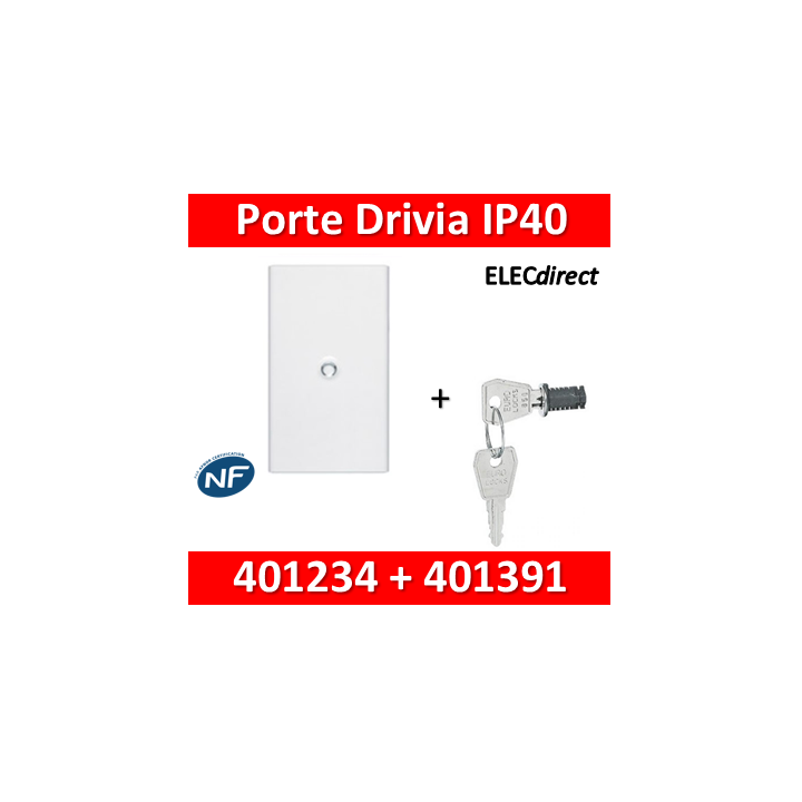 Legrand - Porte Blanche pour tableau DRIVIA - 72 Modules 4 Rangées + serrure - 401234+401391
