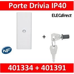 Legrand - Porte Blanche pour tableau DRIVIA - 52 Modules 4 Rangées + serrure - 401334+401391